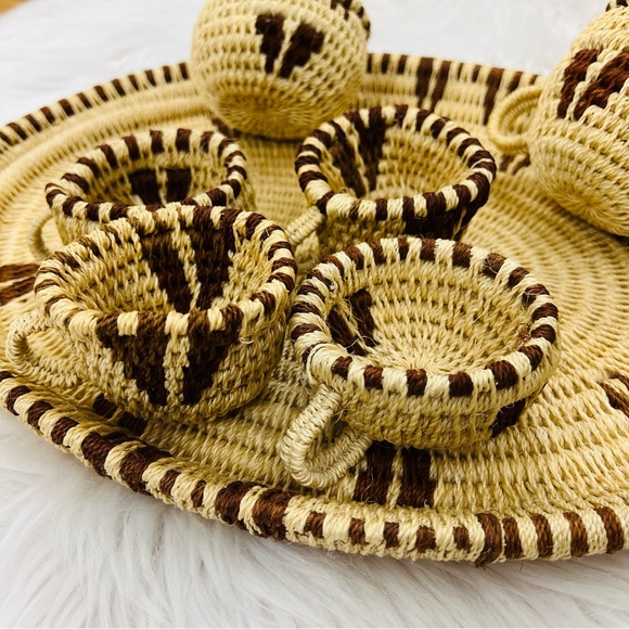 Hand Woven Basket Tray and Coffee/Tea Set - Picture 7 of 14